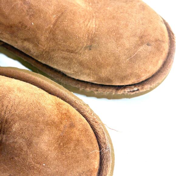 Ugg Classic Shortie Boots 7 Tan Chestnut Booties Shearling Fur Suede - Picture 4 of 7